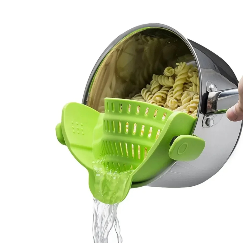 🍳 Universal Silicone Strainer Clip – Hassle-Free Kitchen Draining Solution