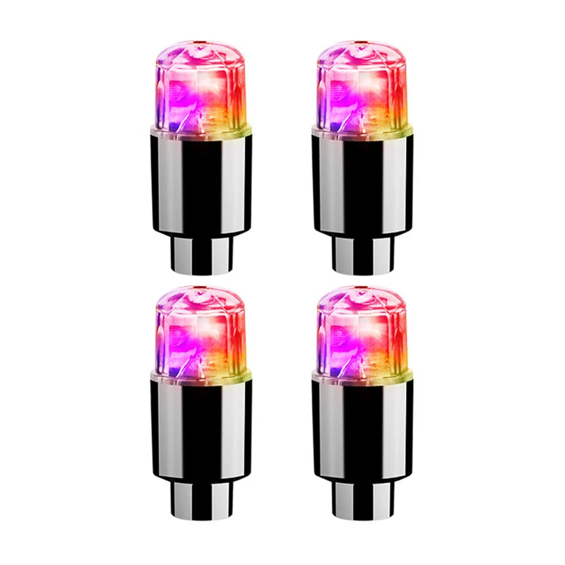 🚗 Tire Valve LED Caps – 4-Piece Colorful Wheel Lights for Cars, Bikes, and Motorcycles