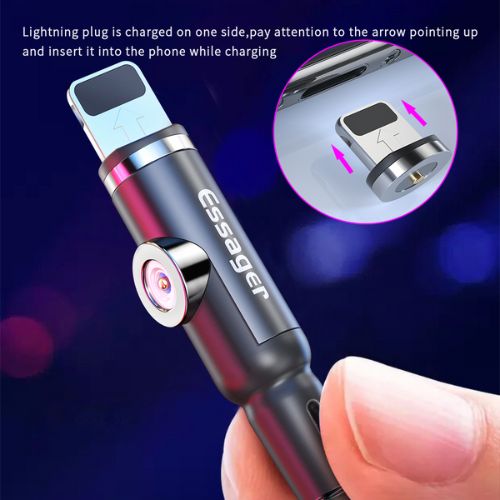 🔌 Magnetic Phone Charging Cable — Universal LED Charging with 3 Magnetic Heads