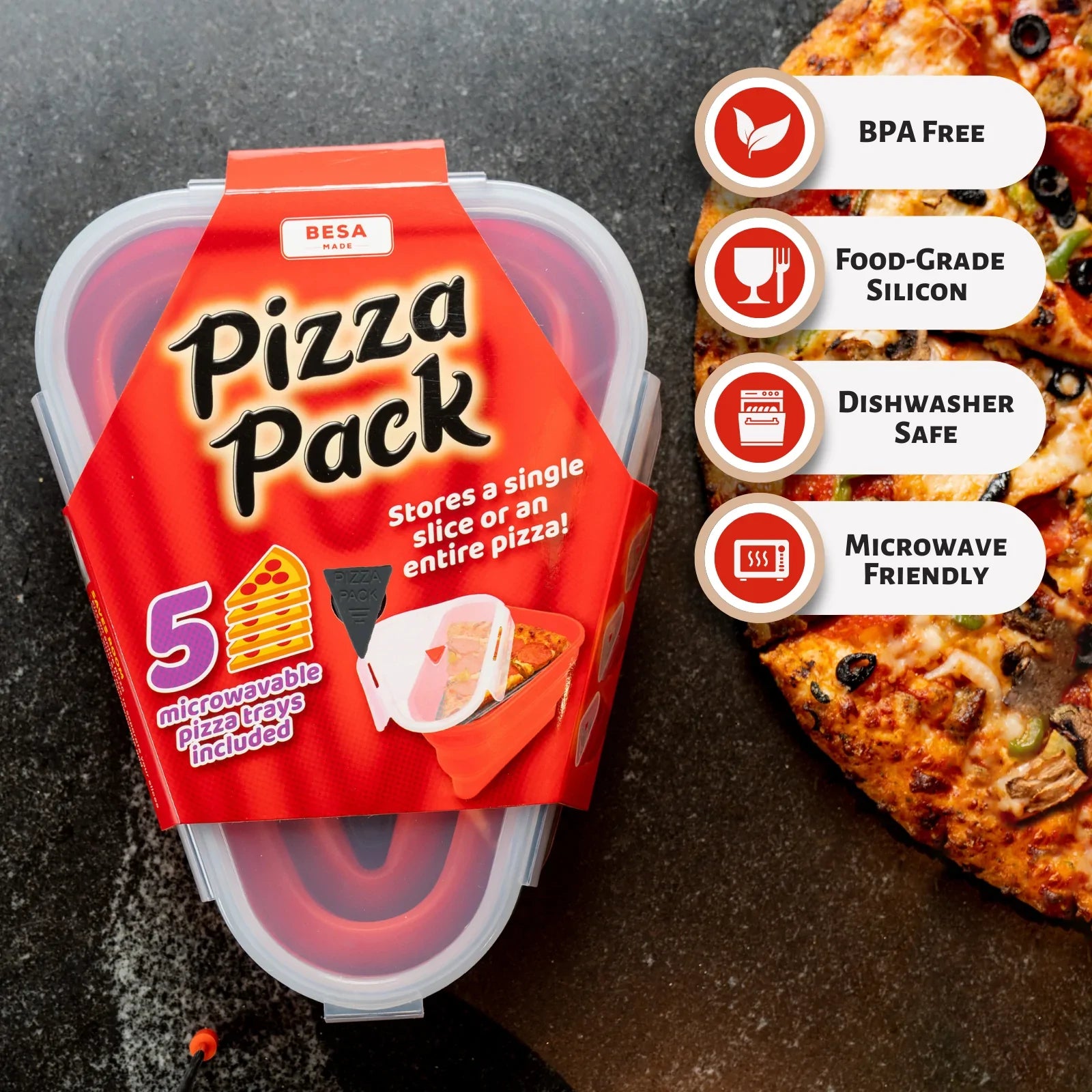 🍕 Silicone Pizza Pack Box – Reusable & Airtight Pizza Storage Solution