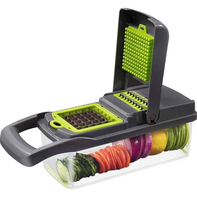 🥗 12-in-1 Vegetable Cutter Slicer Chopper with Basket – Multifunctional Kitchen Prep Tool