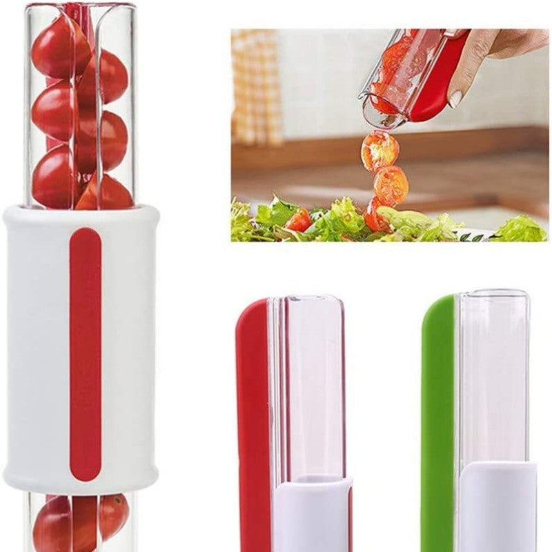 🍅 Cherry Tomato Fruit Slicer – Effortless Cutting for Small Fruits & More