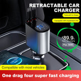 🚗 Retractable Car Charger — 4-in-1 USB Fast Charger with PD 88W Power