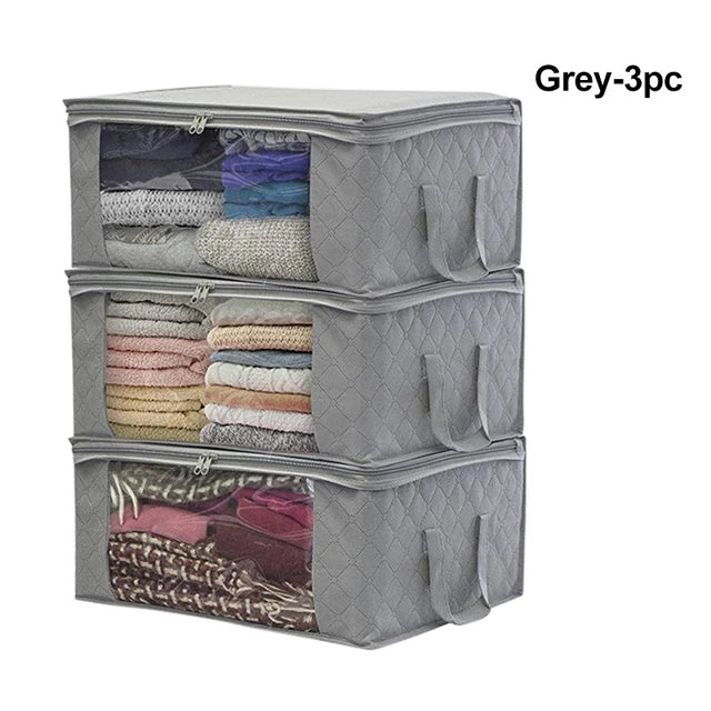 🧺 3x Clothes Storage Bags – Durable, Odorless Fabric Bags with Transparent Window