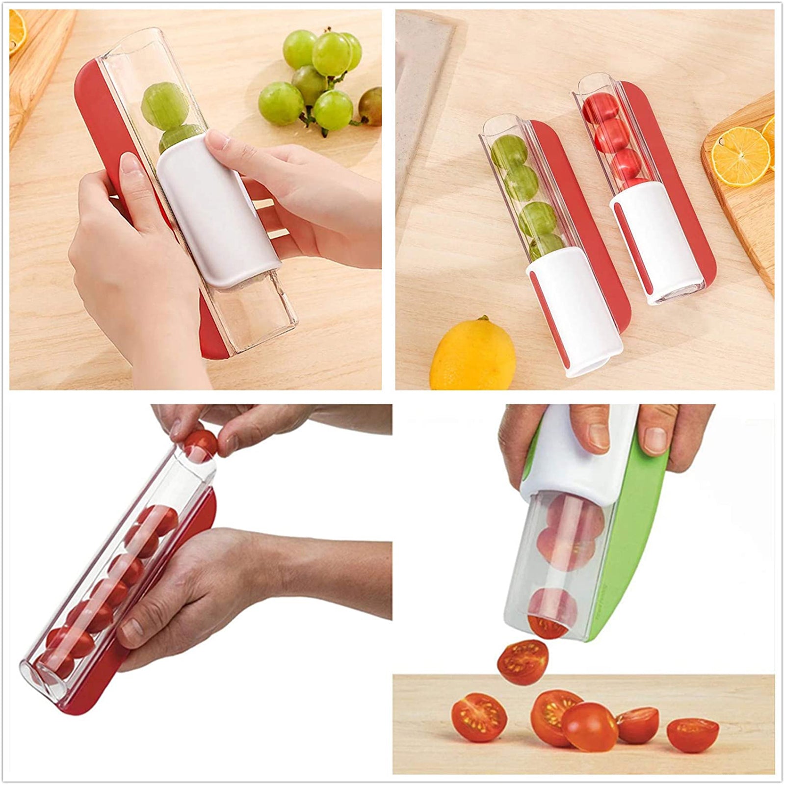 🍅 Cherry Tomato Fruit Slicer – Effortless Cutting for Small Fruits & More