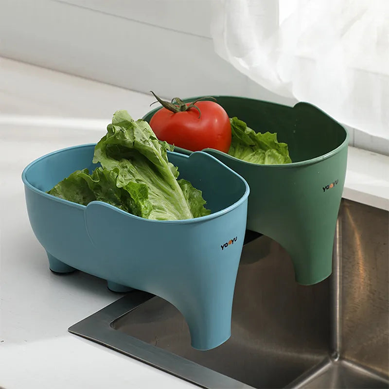 🐘 2x Elephant Drain Baskets — Whimsical Design Meets Kitchen Functionality