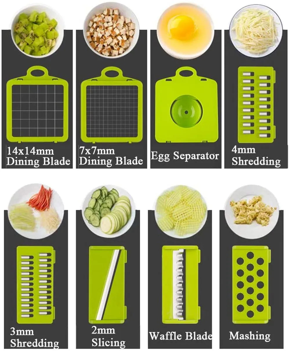 🥗 12-in-1 Vegetable Cutter Slicer Chopper with Basket – Multifunctional Kitchen Prep Tool