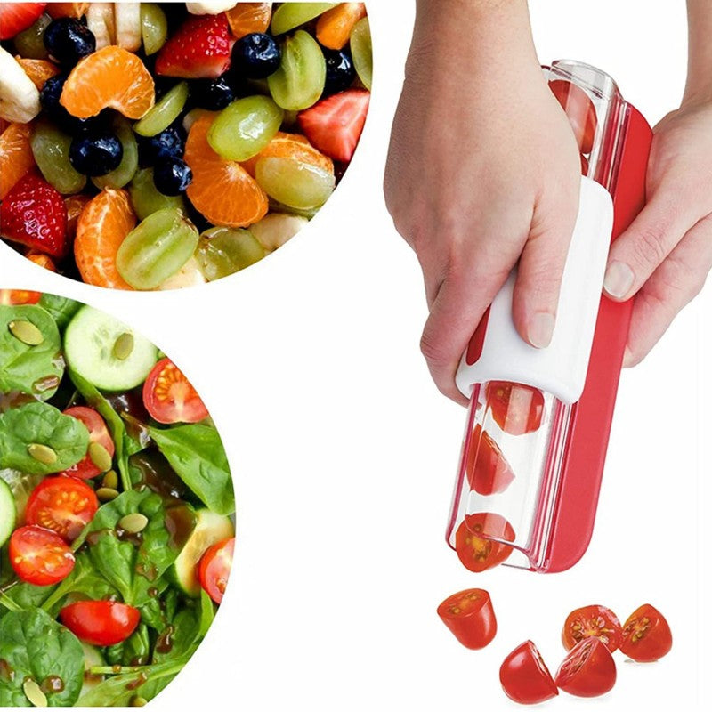 🍅 Cherry Tomato Fruit Slicer – Effortless Cutting for Small Fruits & More