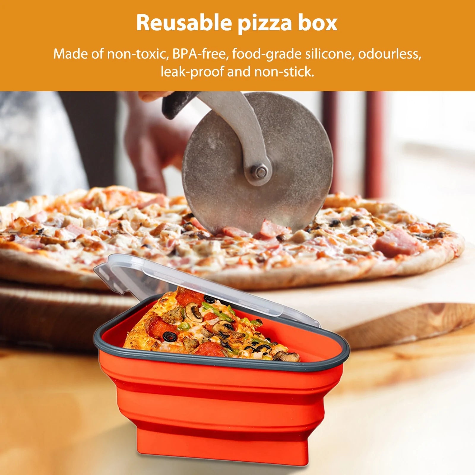 🍕 Silicone Pizza Pack Box – Reusable & Airtight Pizza Storage Solution