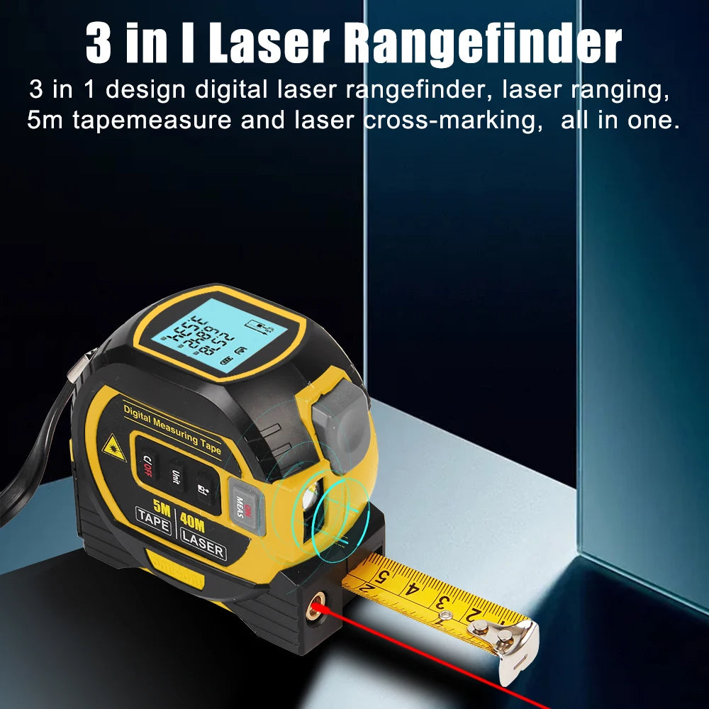 📏 3-in-1 Laser Measure Tape – Precision Measuring Tool for Professionals & DIY Enthusiasts