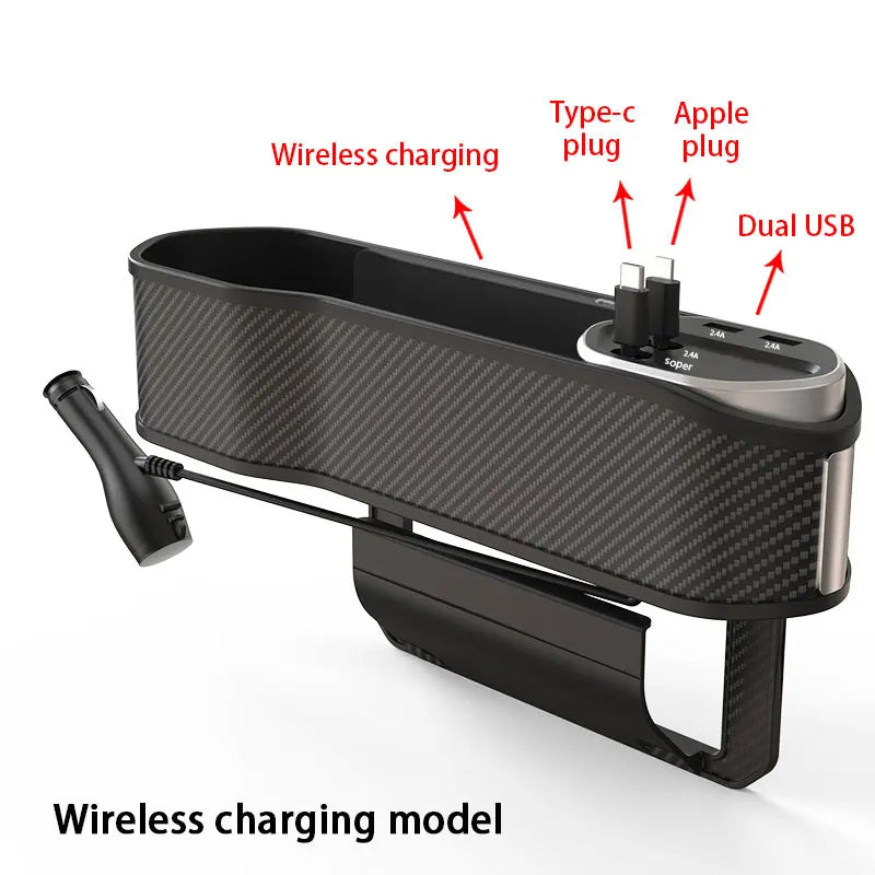 🚗 Car Seat Gap Organizer – Wireless Charging & Clutter-Free Convenience