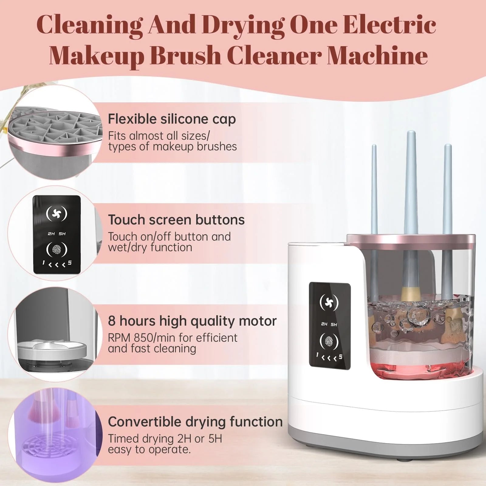 💄 3-in-1 Electric Makeup Brush Cleaner – Effortless Cleaning, Drying, and Storage